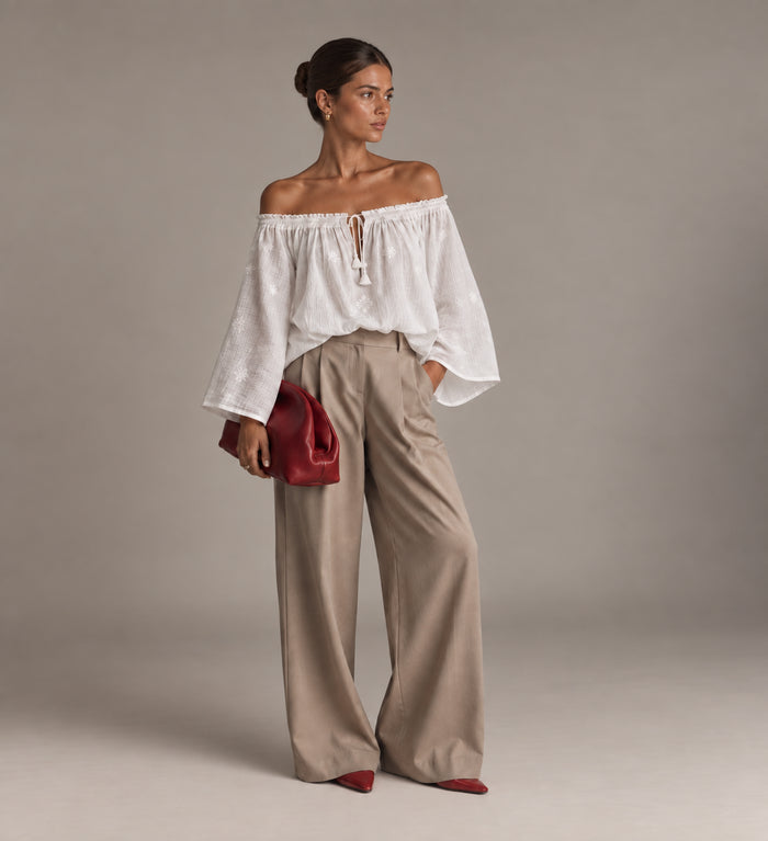 Blouse MARA — Blouse blanche ton sur ton