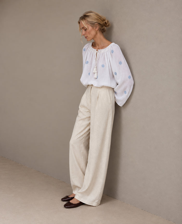 Blouse LUNA — Flocons bleu ciel