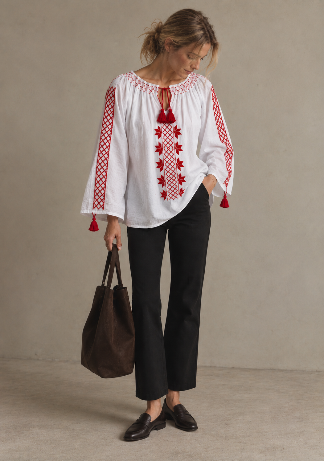 Blouse DOINA — Treillis et étoiles rouges