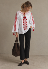 Blouse DOINA — Treillis et étoiles rouges