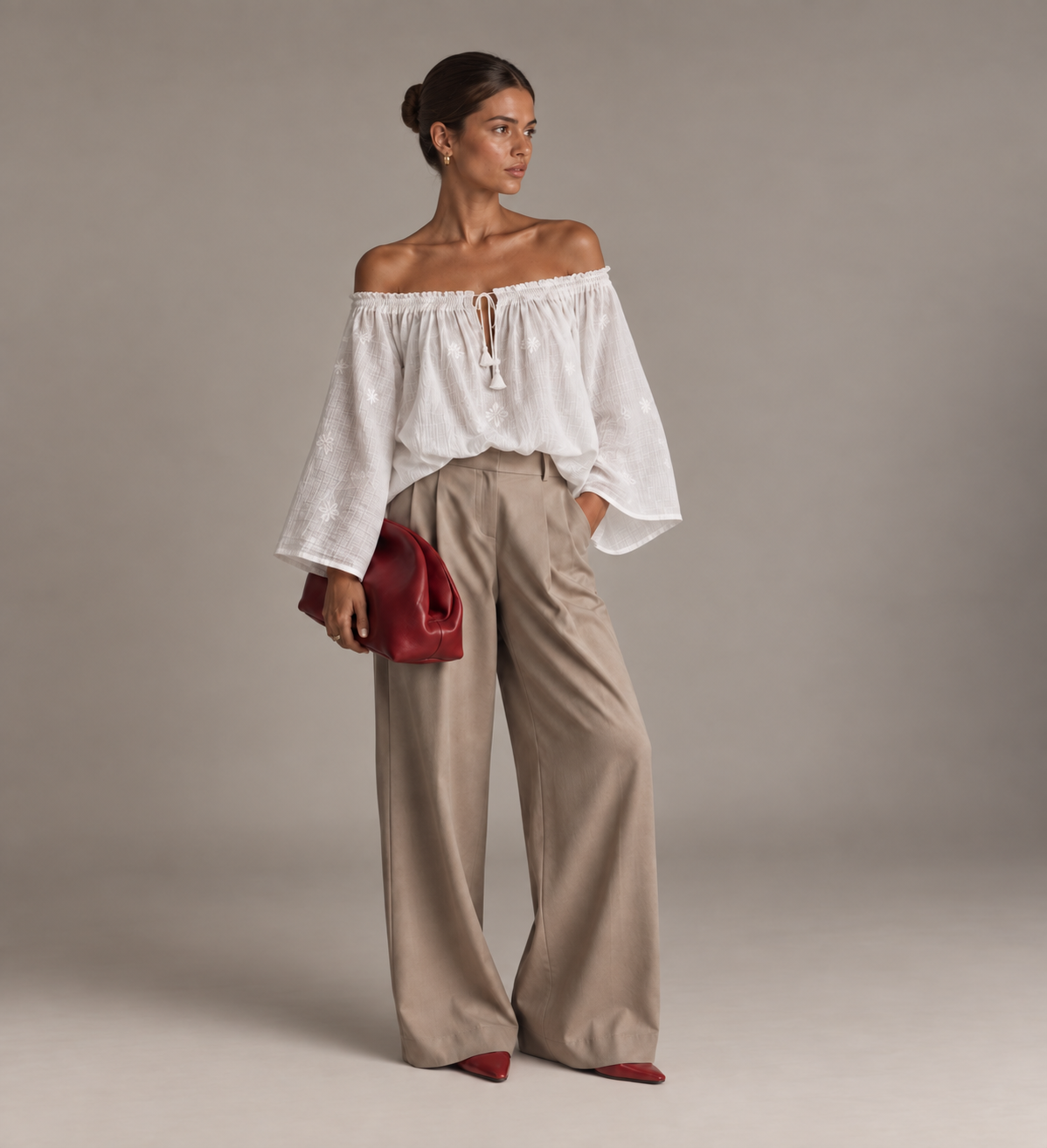 Blouse MARA — Blouse blanche ton sur ton