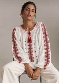 Blouse DOR — Arabesques rouge et noir