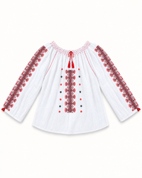 Blouse DOR — Arabesques rouge et noir