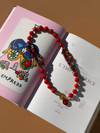 COLLIER CORAIL & PIERRES MULTICOLORES
