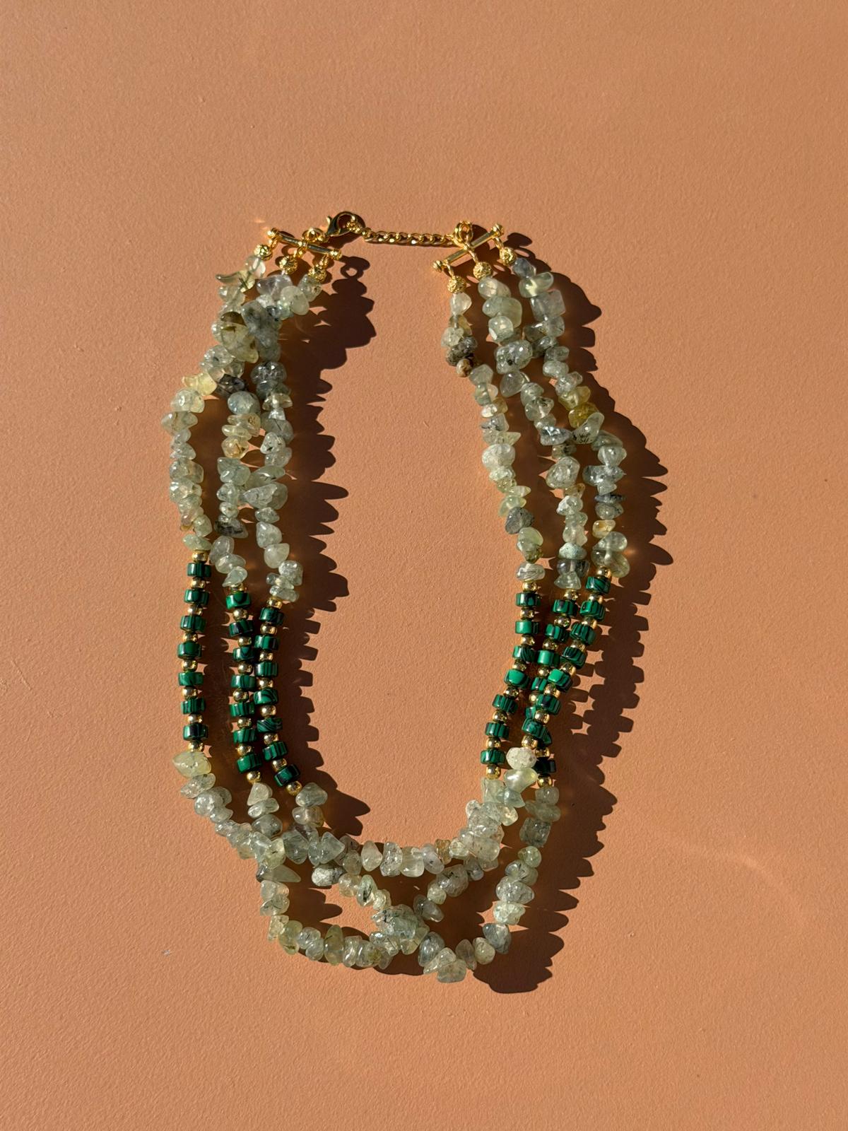 COLLIER PRÉHNITE & MALACHITE