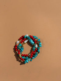 BRACELET TURQUOISE & CORAIL ROUGE