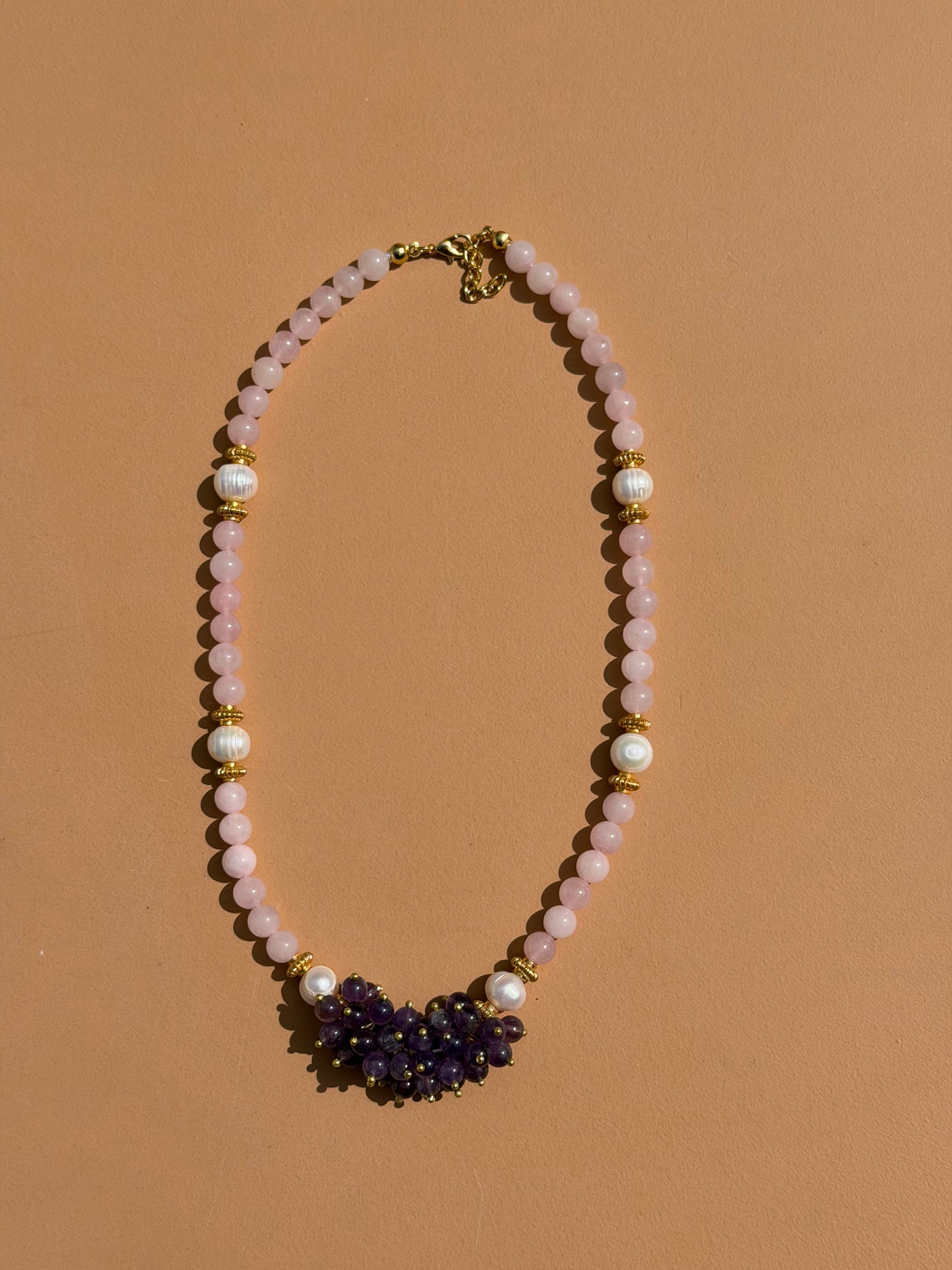 COLLIER QUARTZ ROSE & AMÉTHYSTE