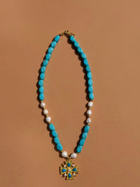 COLLIER TURQUOISE & CROIX
