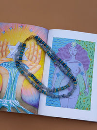 COLLIER AIGUE-MARINE & AGATE BLEUE