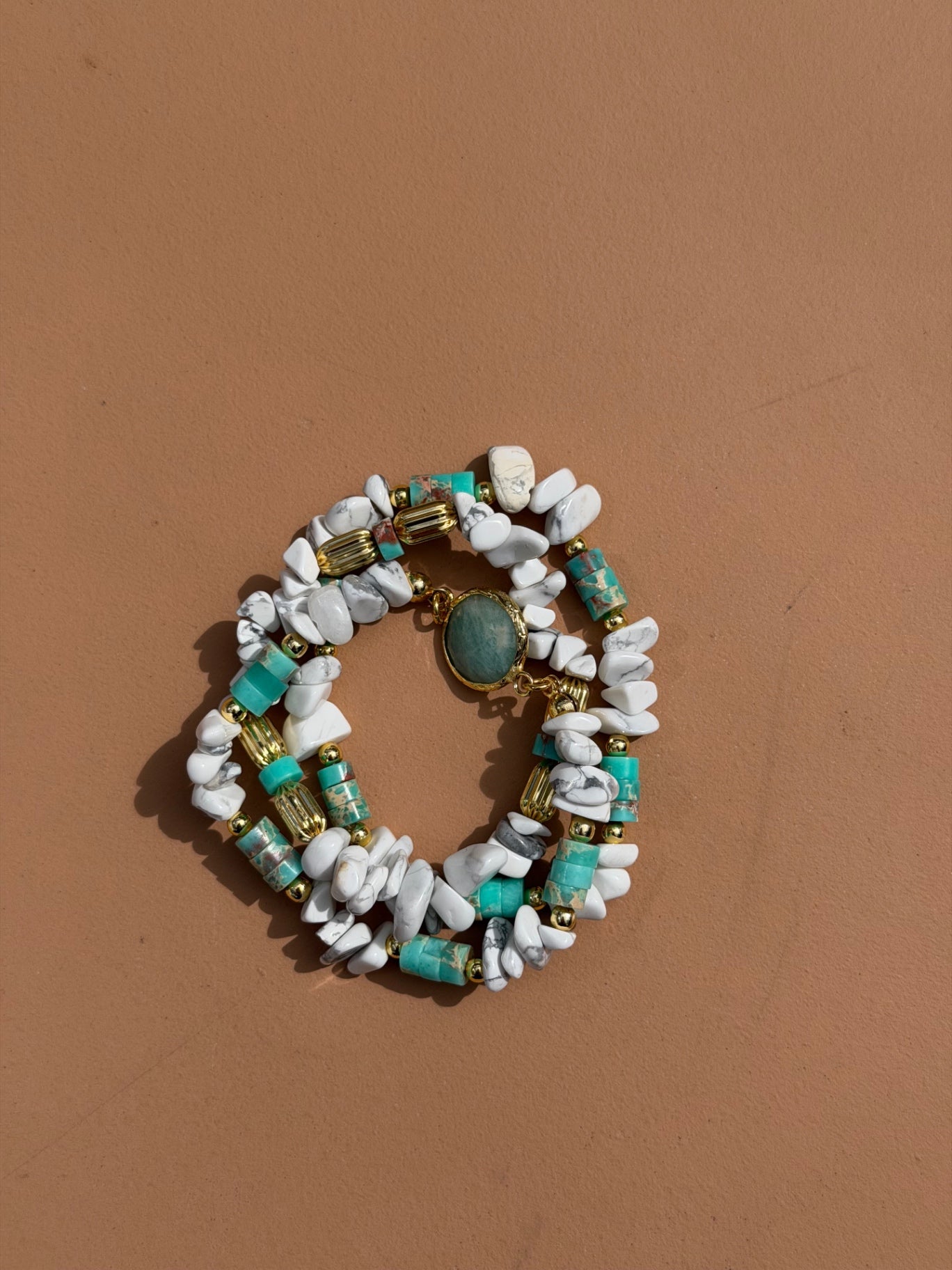 BRACELET HOWLITE & AMAZONITE