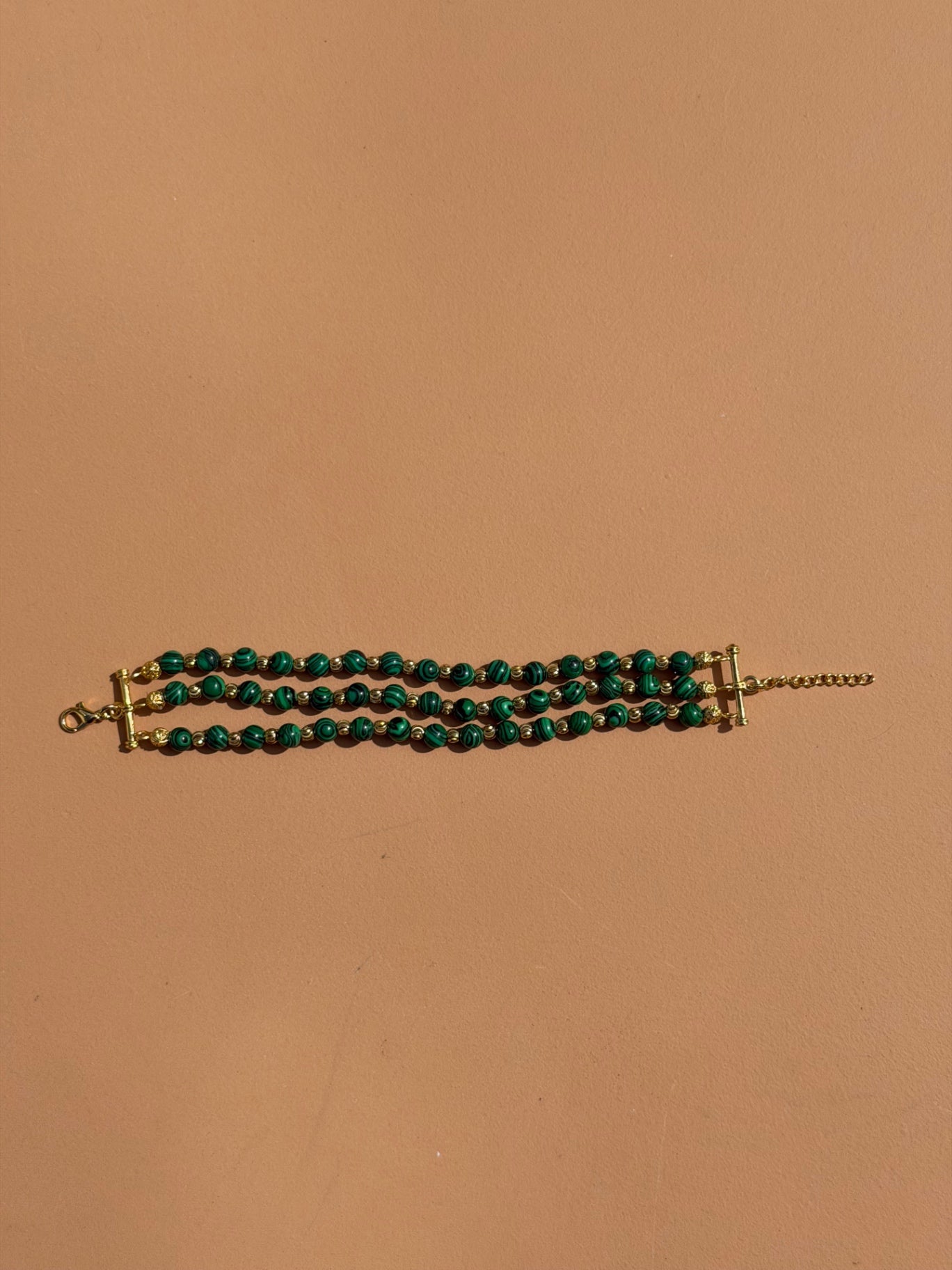 BRACELET MALACHITE TRIPLE RANG