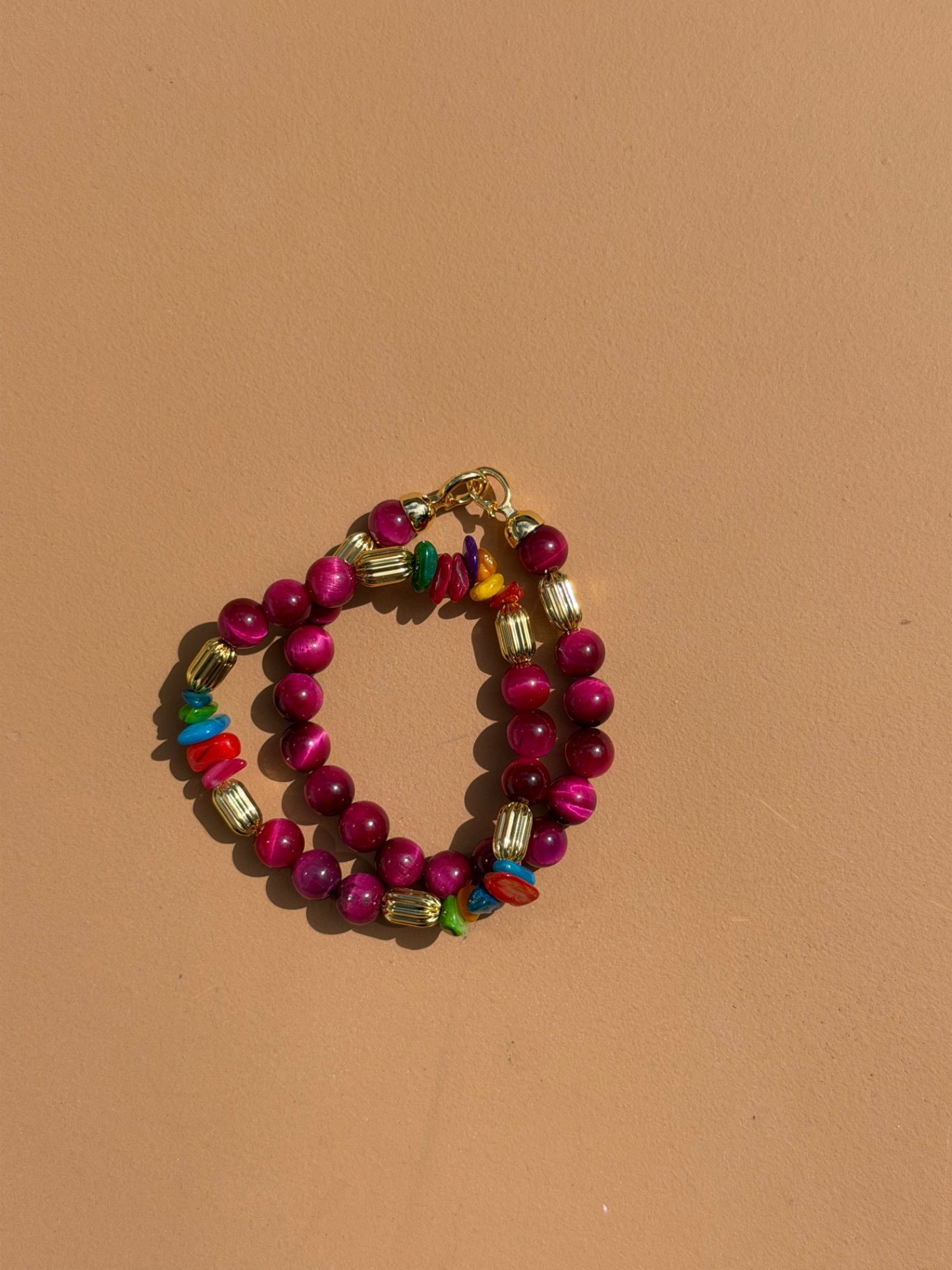 BRACELET ŒIL DE TIGRE FUCHSIA