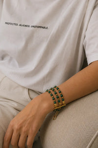 BRACELET MALACHITE TRIPLE RANG