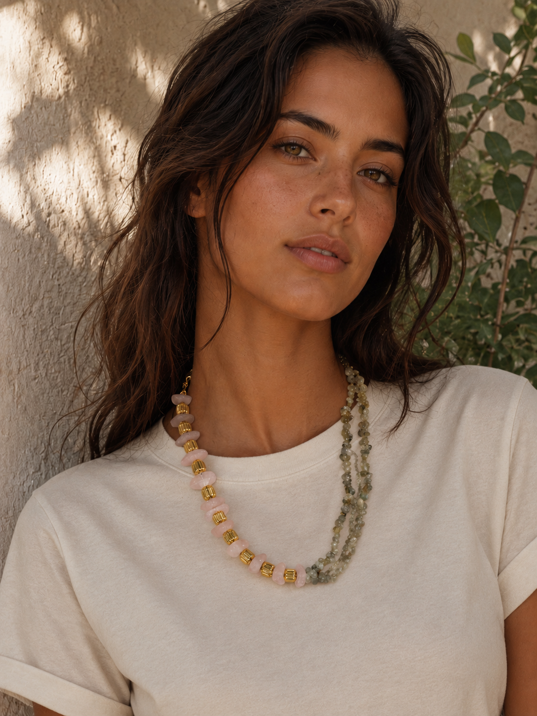 COLLIER QUARTZ ROSE & AVENTURINE