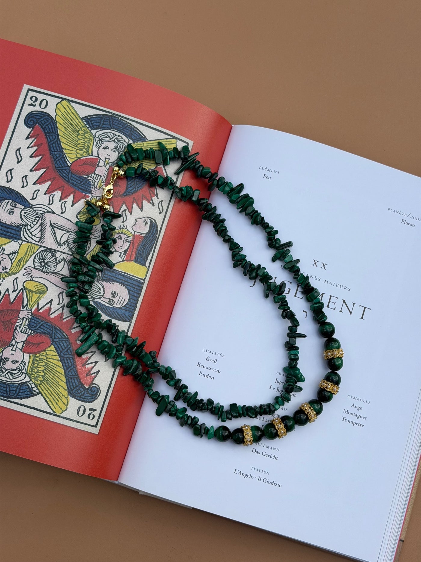 COLLIER MALACHITE CHIPS DOUBLE